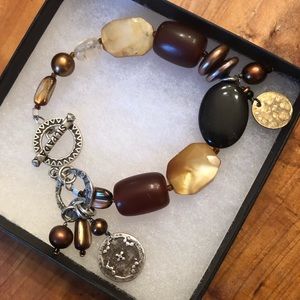 Vintage Silpada Sterling Silver and Stone Toggle Bracelet
